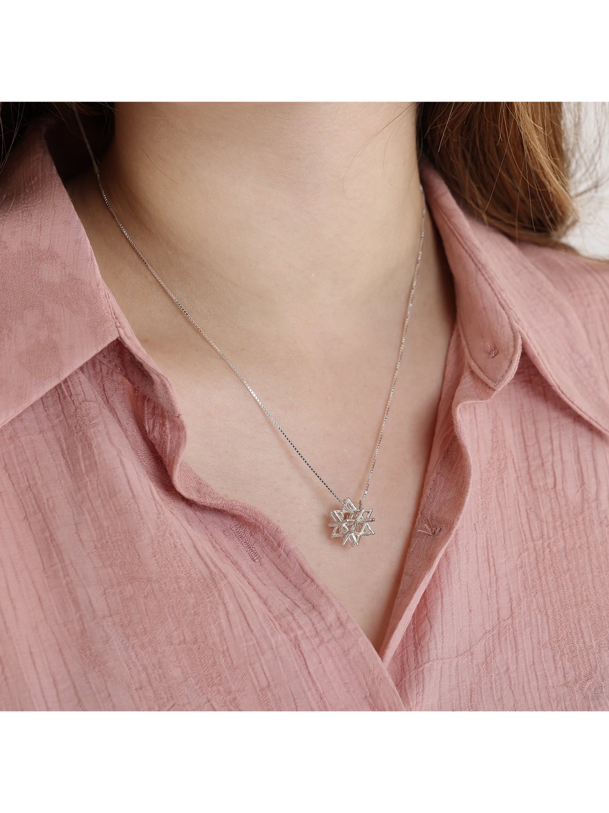 Sterling Silver Merkaba Star of David Kabbalah Necklace