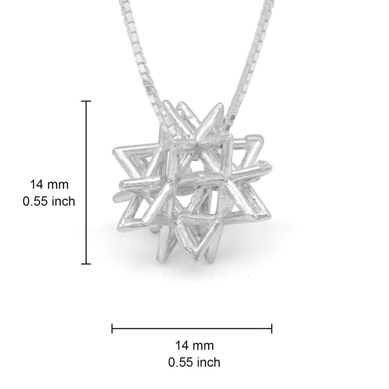 Sterling Silver Merkaba Star of David Kabbalah Necklace