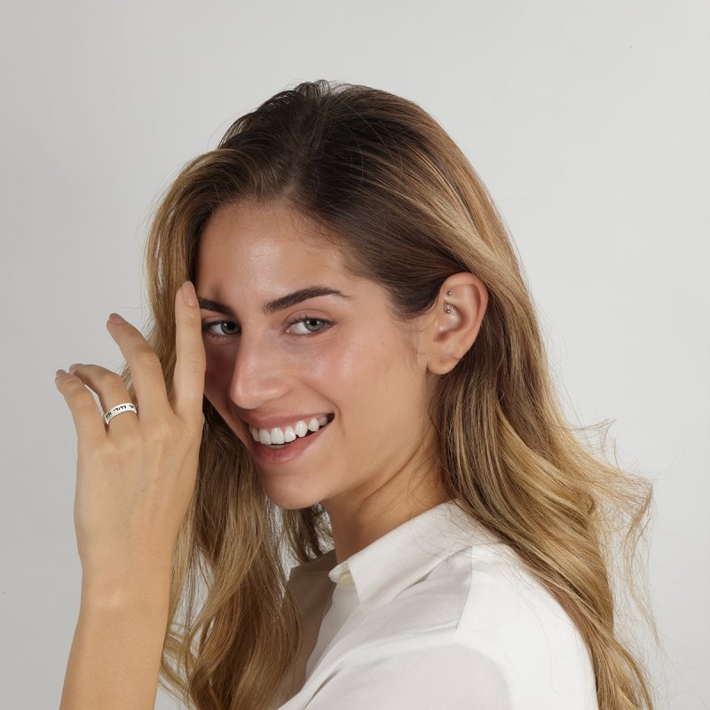 925 Sterling Silver Ani LeDodi Ring in Hebrew-English