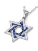 925 Sterling Silver Interlocked Star of David Pendant Necklace with Bl