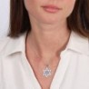 925 Sterling Silver Interlocked Star of David Pendant Necklace with Bl