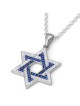 925 Sterling Silver Interlocked Star of David Pendant Necklace with Bl