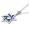 925 Sterling Silver Interlocked Star of David Pendant Necklace with Bl
