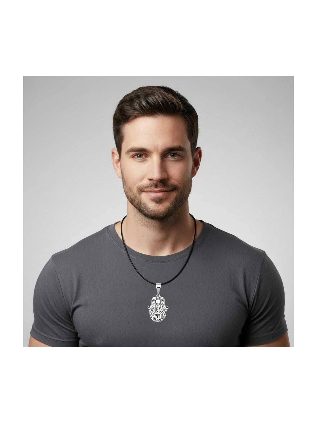 Sterling Silver Hamsa Necklace with Chai