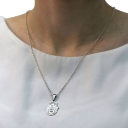 Sterling Silver Hamsa Necklace with Chai