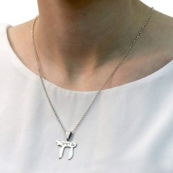 Sterling Silver Chai Pendant Necklace - Am Yisrael Chai