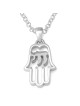 Sterling Silver Hamsa Pendant Necklace with Chai