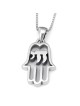 Sterling Silver Hamsa Pendant Necklace with Chai