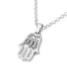 Sterling Silver Hamsa Pendant Necklace with Chai