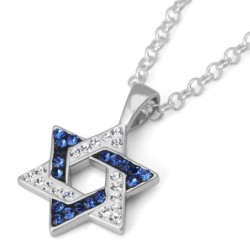 Zircon Stone-Encrusted 925 Sterling Silver Star of David Pendant Neckl