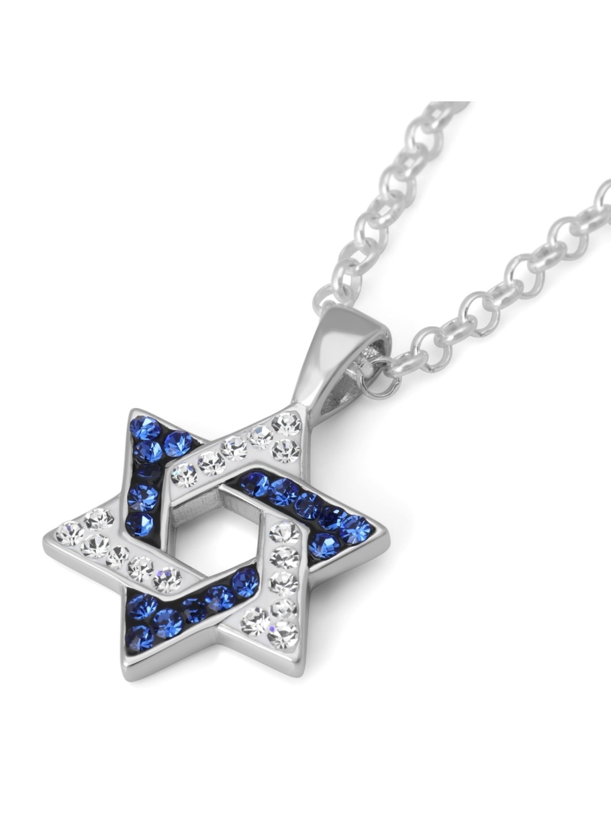 Zircon Stone-Encrusted 925 Sterling Silver Star of David Pendant Neckl