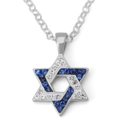 Zircon Stone-Encrusted 925 Sterling Silver Star of David Pendant Neckl