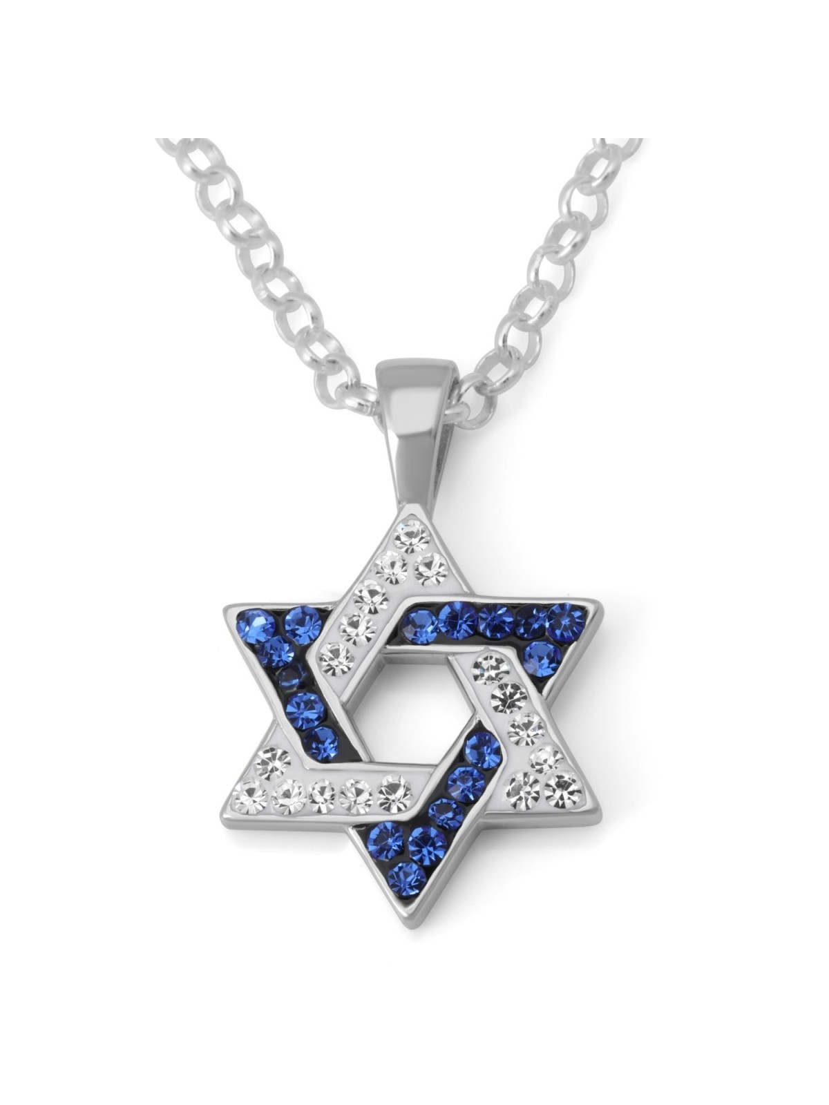 Zircon Stone-Encrusted 925 Sterling Silver Star of David Pendant Neckl