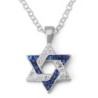Zircon Stone-Encrusted 925 Sterling Silver Star of David Pendant Neckl