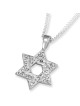 Zircon Stone-Encrusted 925 Sterling Silver Star of David Pendant Neckl