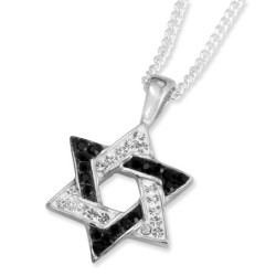 Zircon Stone-Encrusted 925 Sterling Silver Star of David Pendant Neckl