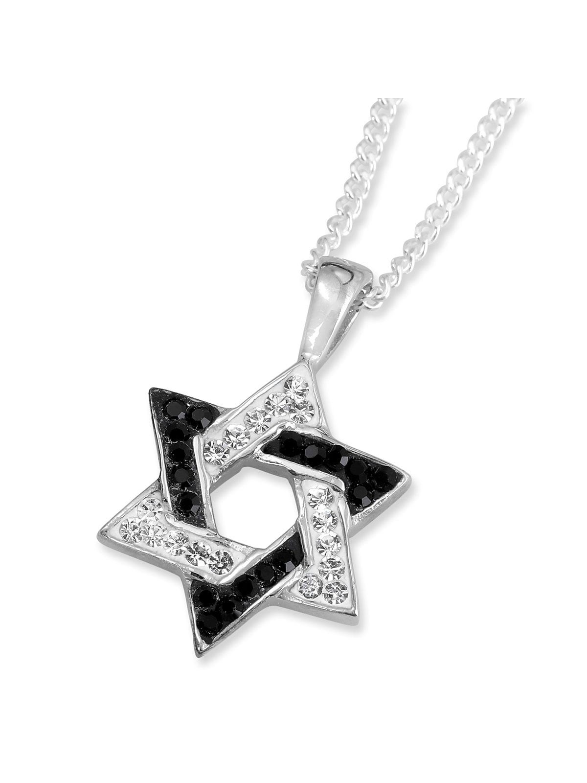 Zircon Stone-Encrusted 925 Sterling Silver Star of David Pendant Neckl