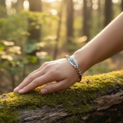 Sterling Silver & Leather Kabbalah Healing Bracelet
