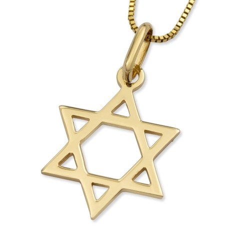 Stylish 14K Yellow Gold Star of David Pendant Necklace