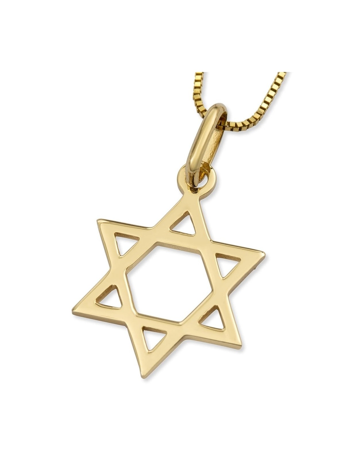 Stylish 14K Yellow Gold Star of David Pendant Necklace