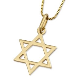 Stylish 14K Yellow Gold Star of David Pendant Necklace