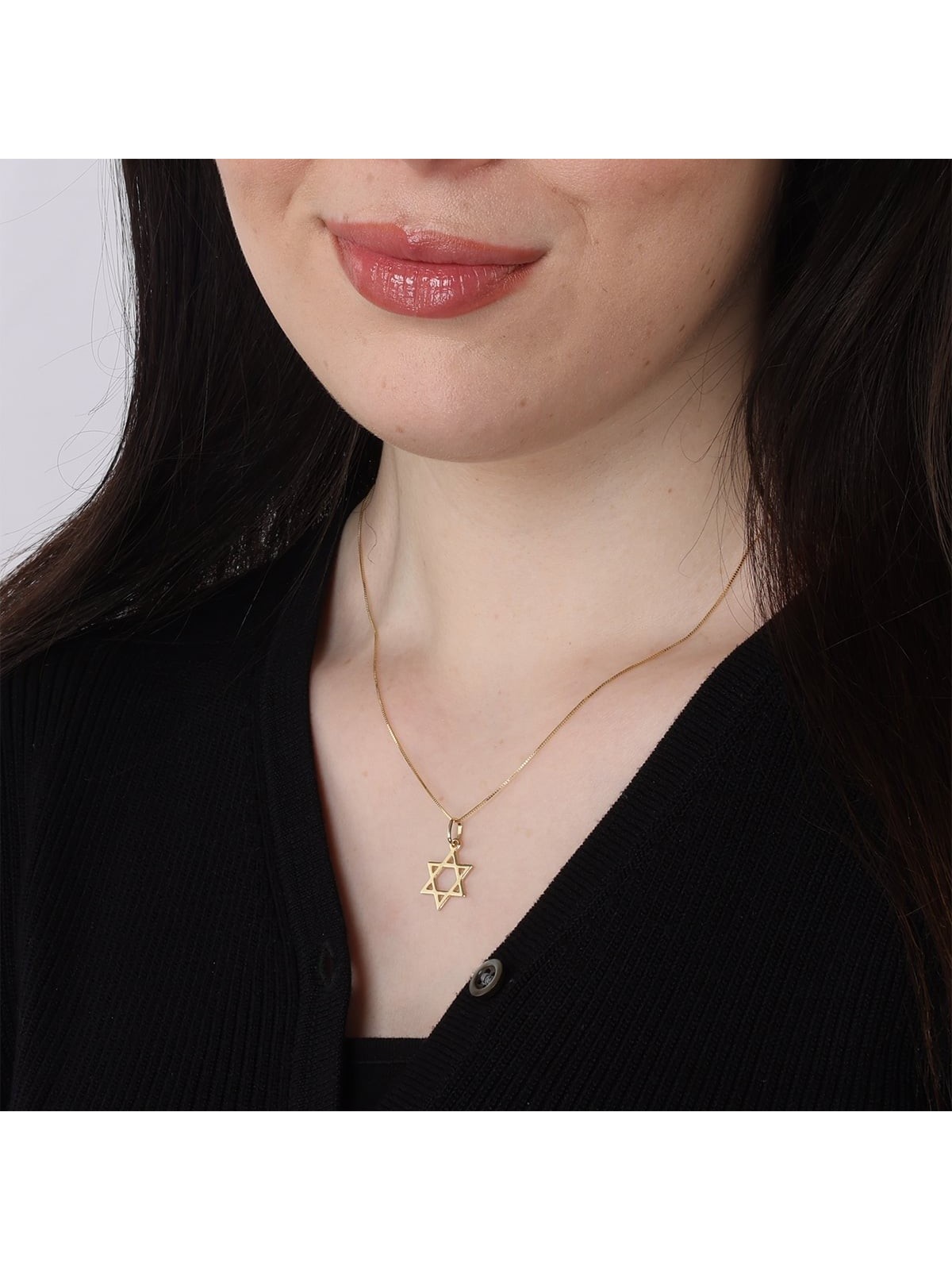 Stylish 14K Yellow Gold Star of David Pendant Necklace