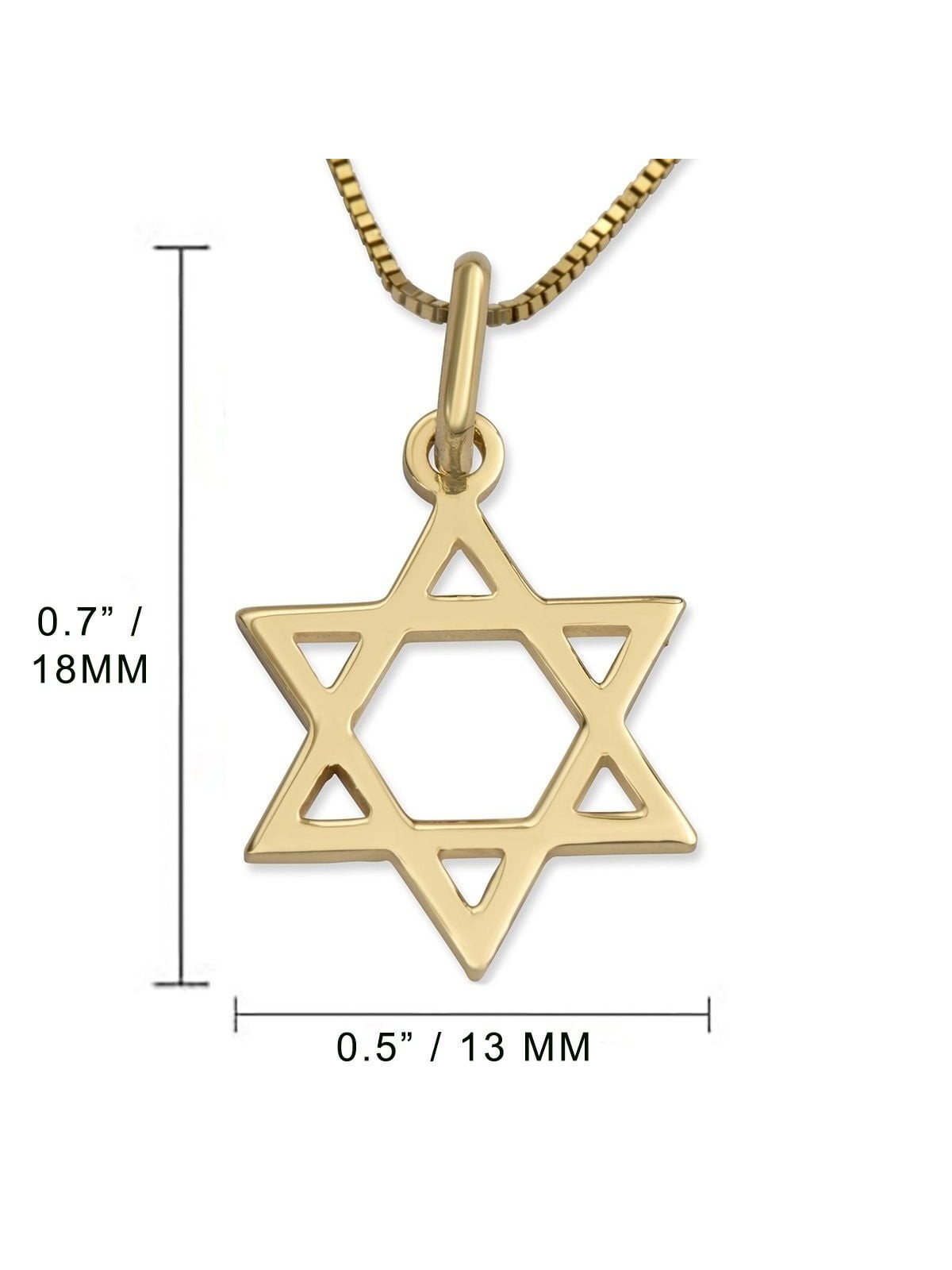 Stylish 14K Yellow Gold Star of David Pendant Necklace