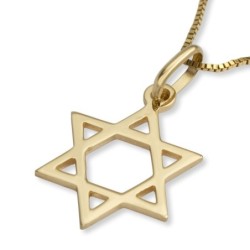 Stylish 14K Yellow Gold Star of David Pendant Necklace