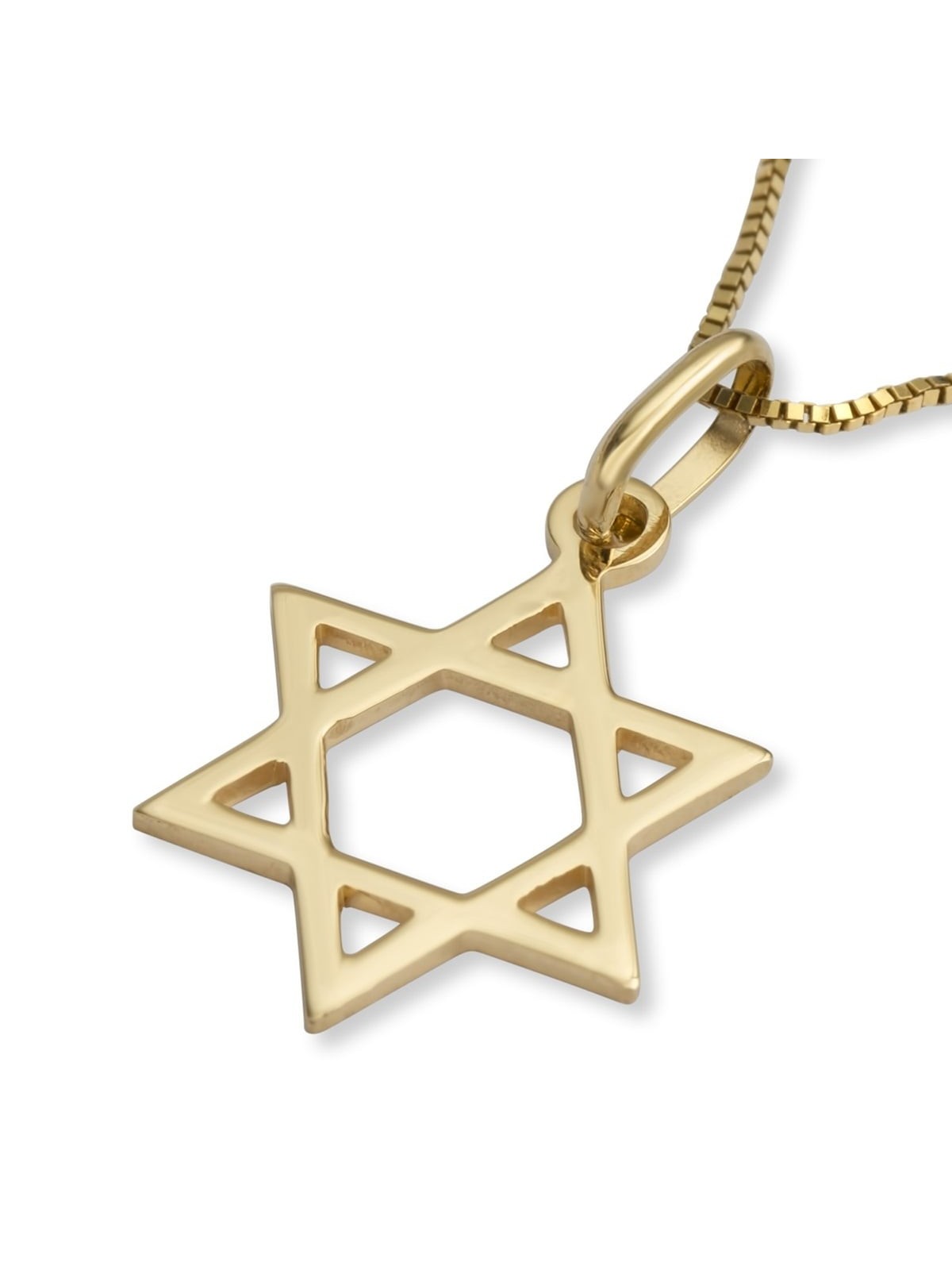 Stylish 14K Yellow Gold Star of David Pendant Necklace