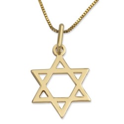 Stylish 14K Yellow Gold Star of David Pendant Necklace