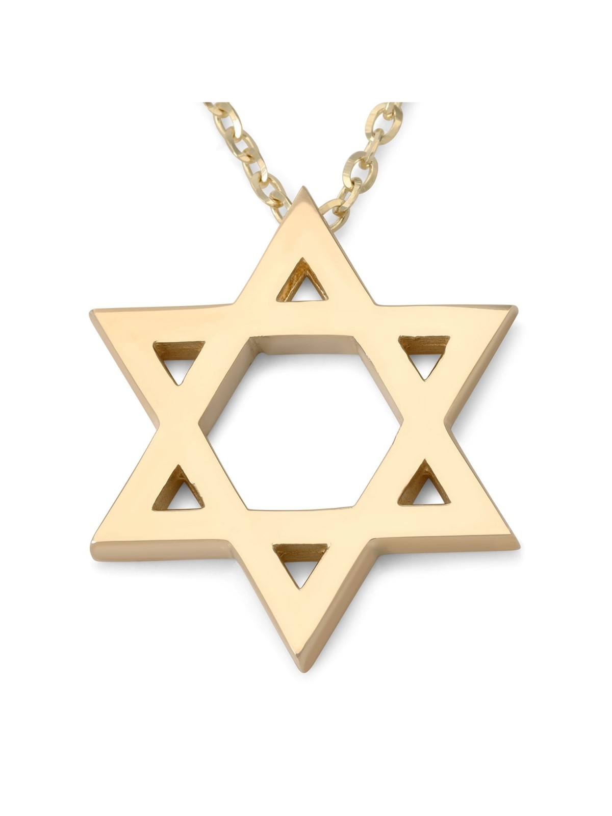 Deluxe 14K Gold Star of David Pendant Necklace - Unisex