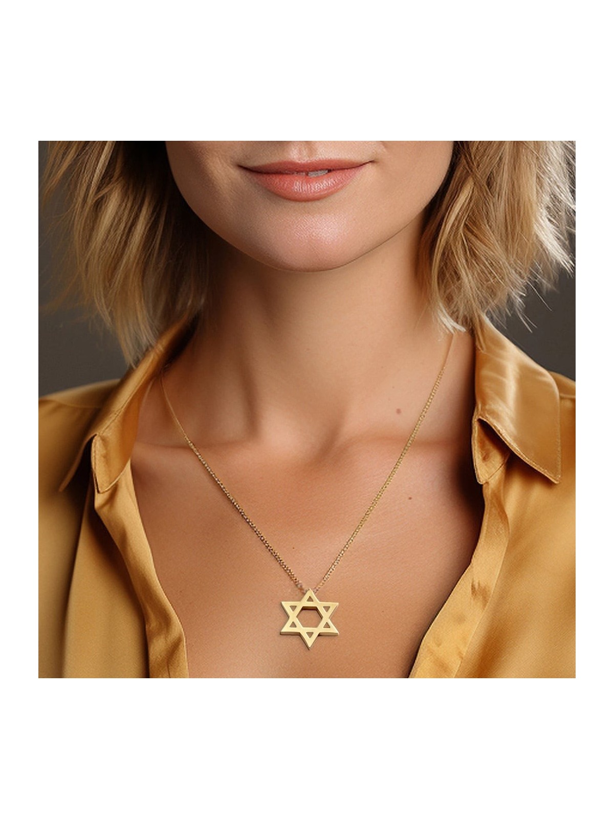 Deluxe 14K Gold Star of David Pendant Necklace - Unisex