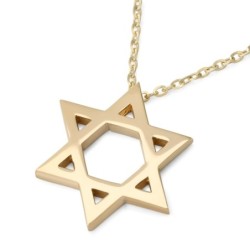 Deluxe 14K Gold Star of David Pendant Necklace - Unisex