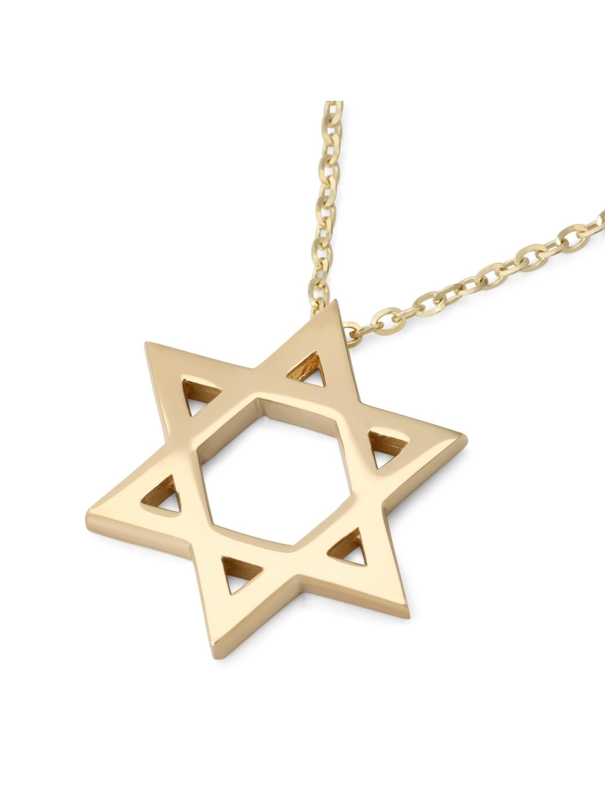Deluxe 14K Gold Star of David Pendant Necklace - Unisex