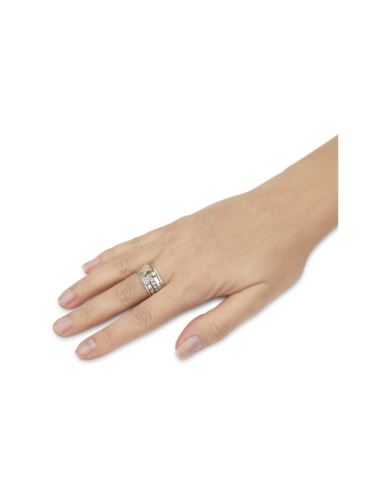 Star of David Spinner Ring with Hebrew Verses and Pomegranate Detail i