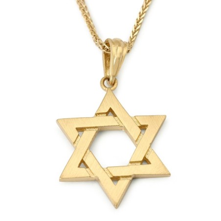 14K Gold Interconnecting Star of David Pendant - Yellow or White Gold