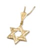Stylish 14K Yellow Gold Interlocking Star of David Pendant Necklace