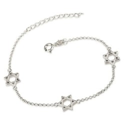925 Sterling Silver Multiple Star of David Bracelet - Rhodium Plated