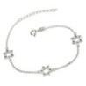 925 Sterling Silver Multiple Star of David Bracelet - Rhodium Plated