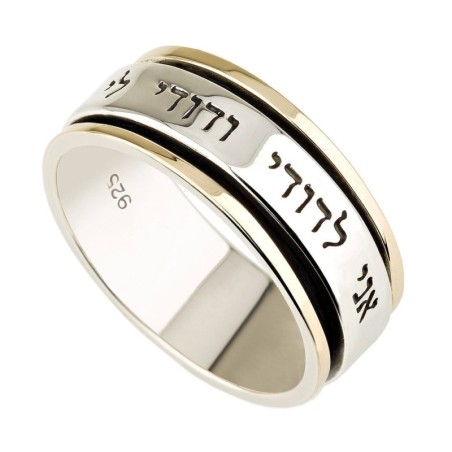 Deluxe 9K Gold & 925 Sterling Silver Ani LeDodi Spinner Ring Unisex -