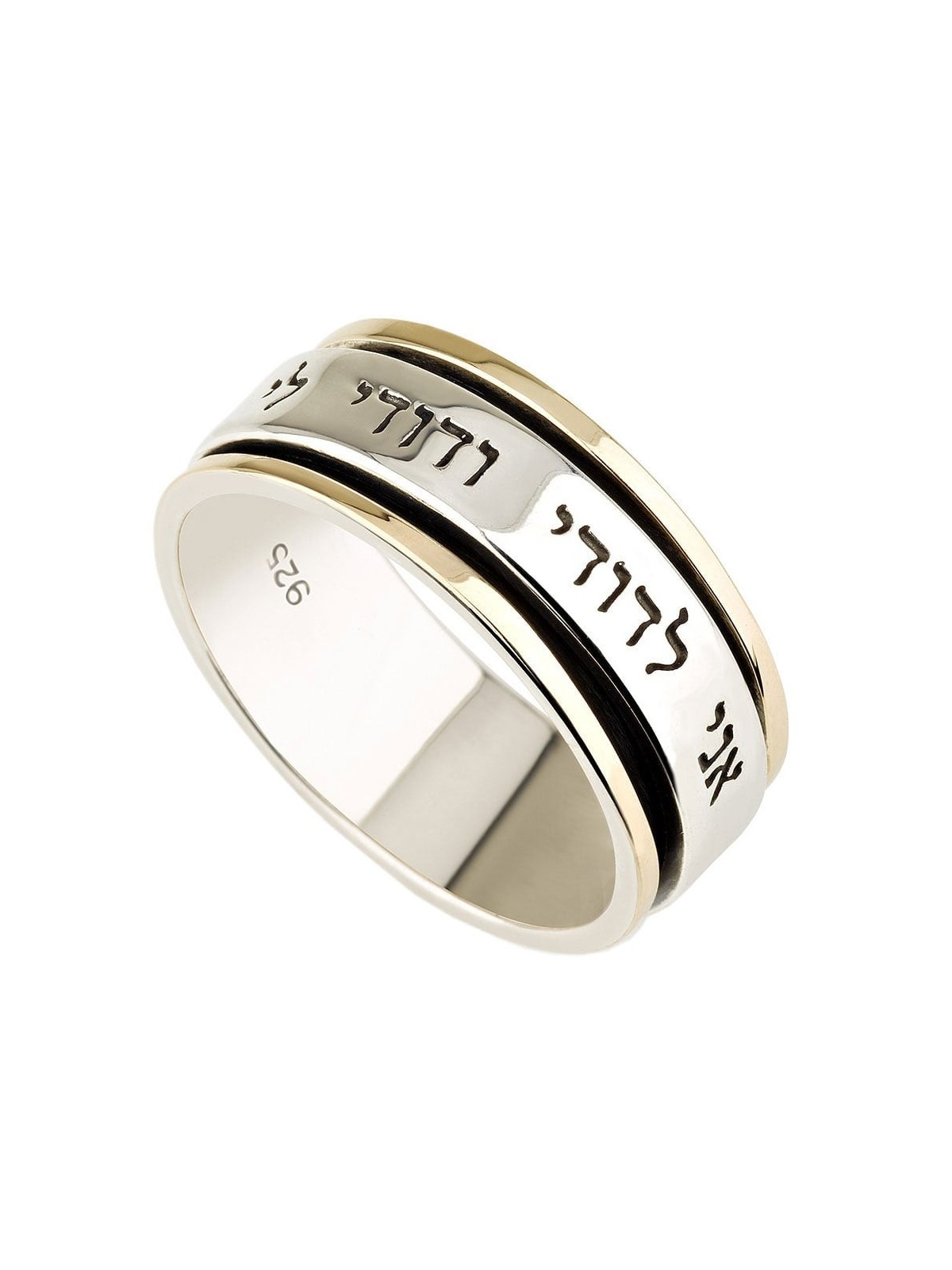 Deluxe 9K Gold & 925 Sterling Silver Ani LeDodi Spinner Ring Unisex -
