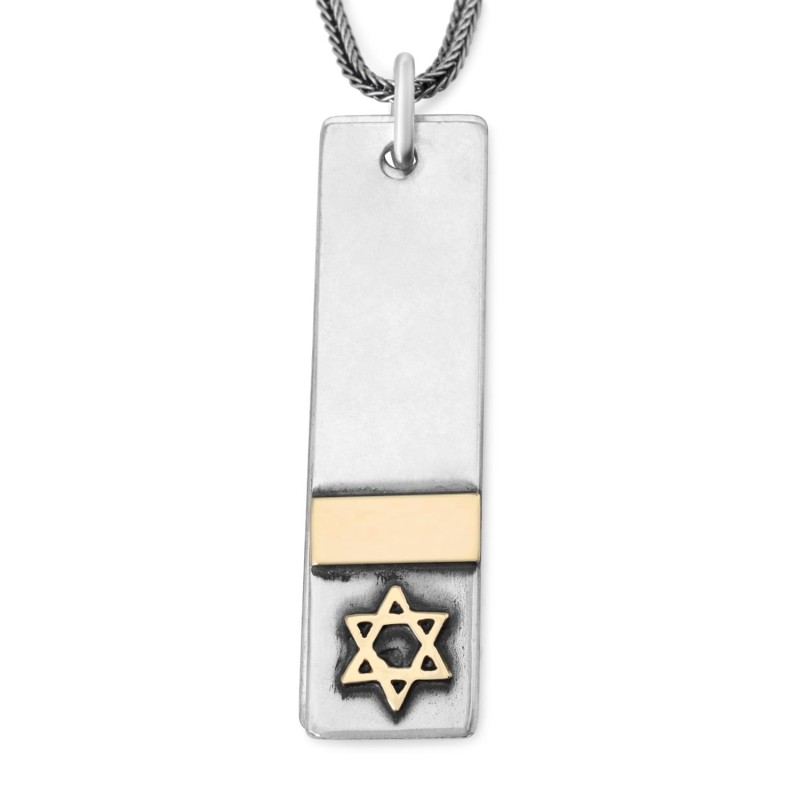 Shema Yisrael: Silver and Gold 'Dog Tags' Pendant for Men