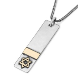 Shema Yisrael: Silver and Gold 'Dog Tags' Pendant for Men