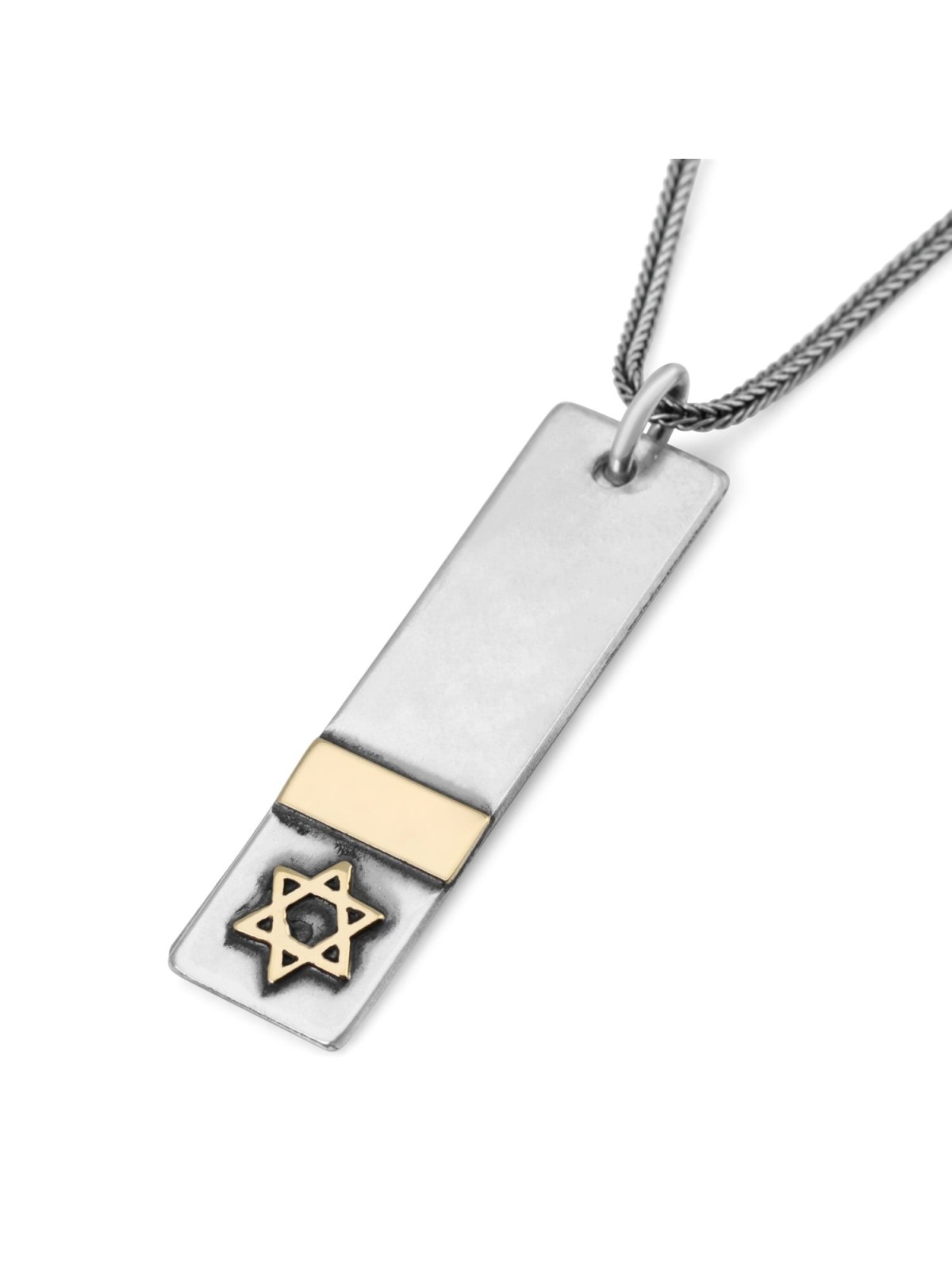 Shema Yisrael: Silver and Gold 'Dog Tags' Pendant for Men