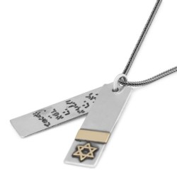Shema Yisrael: Silver and Gold 'Dog Tags' Pendant for Men