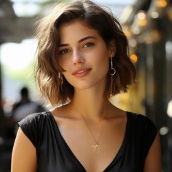 14K Yellow Gold Women's Chai Pendant Necklace with Ornate Design