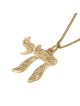 14K Yellow Gold Women's Chai Pendant Necklace with Ornate Design