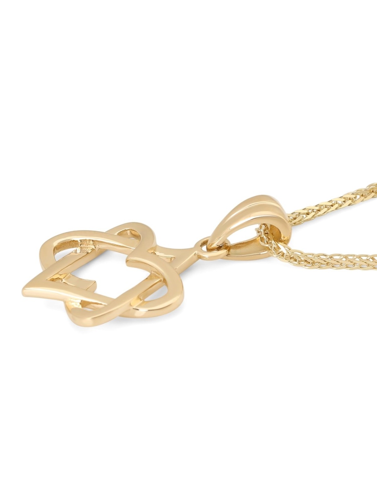 14K Gold Hearts Star of David Pendant Necklace for Women
