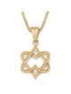 14K Gold Hearts Star of David Pendant Necklace for Women