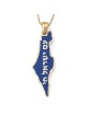 14K Gold and Blue Enamel Map of Israel Pendant with Am Yisrael Chai
